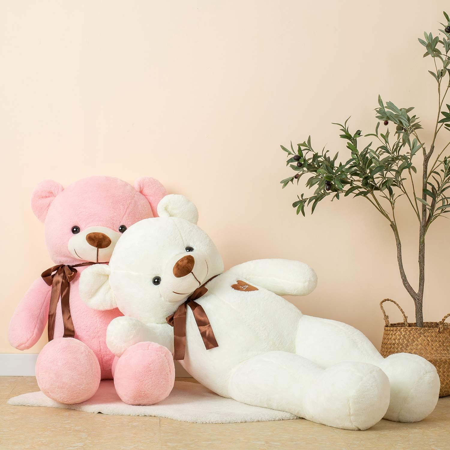 Giant Teddy Bear – 31.5" Large Plush Stuffed Animal with Love Heart & Ribbon
